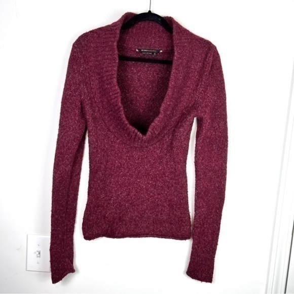 BCBGMAXAZRIA Womens Pullover Sweater Red Heathered Ribbed Acrylic Blend M - Picture 1 of 8